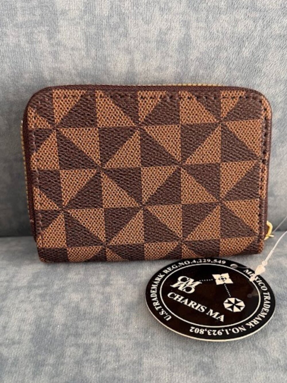 Charisma Brown Geometric Zip Around Card Holder Accordion Wallet